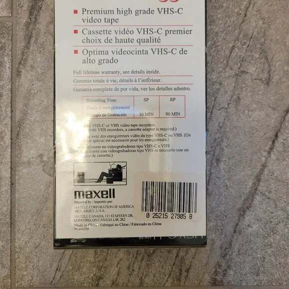lot of 3 Maxell VHS-C TC-30 HGX-Gold Premium High Video Cassette Tapes Sealed